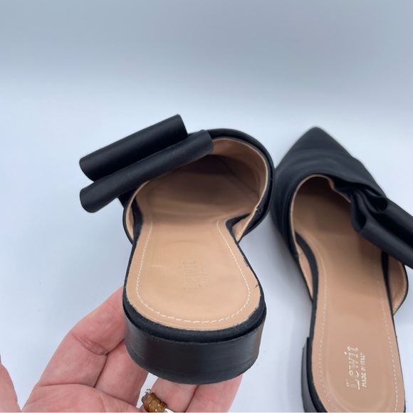 Lewit Italian Satin Side Bow Filippo Mules 38 1/2 Black - Picture 7 of 15